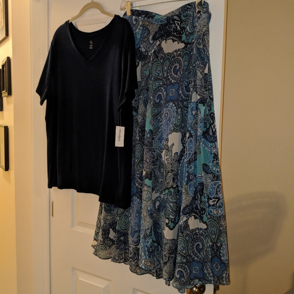 New Women's Plus Size Dress Barn maxi skirt set 2x